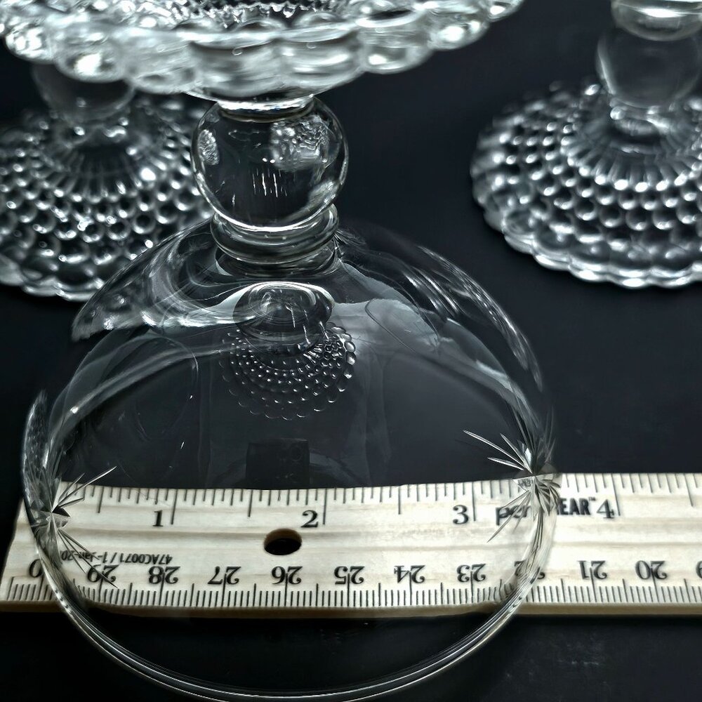 Anchor Hocking Bubble Foot Champagne Glasses 6oz cut glass starburst rays 4pc - Picture 7 of 8